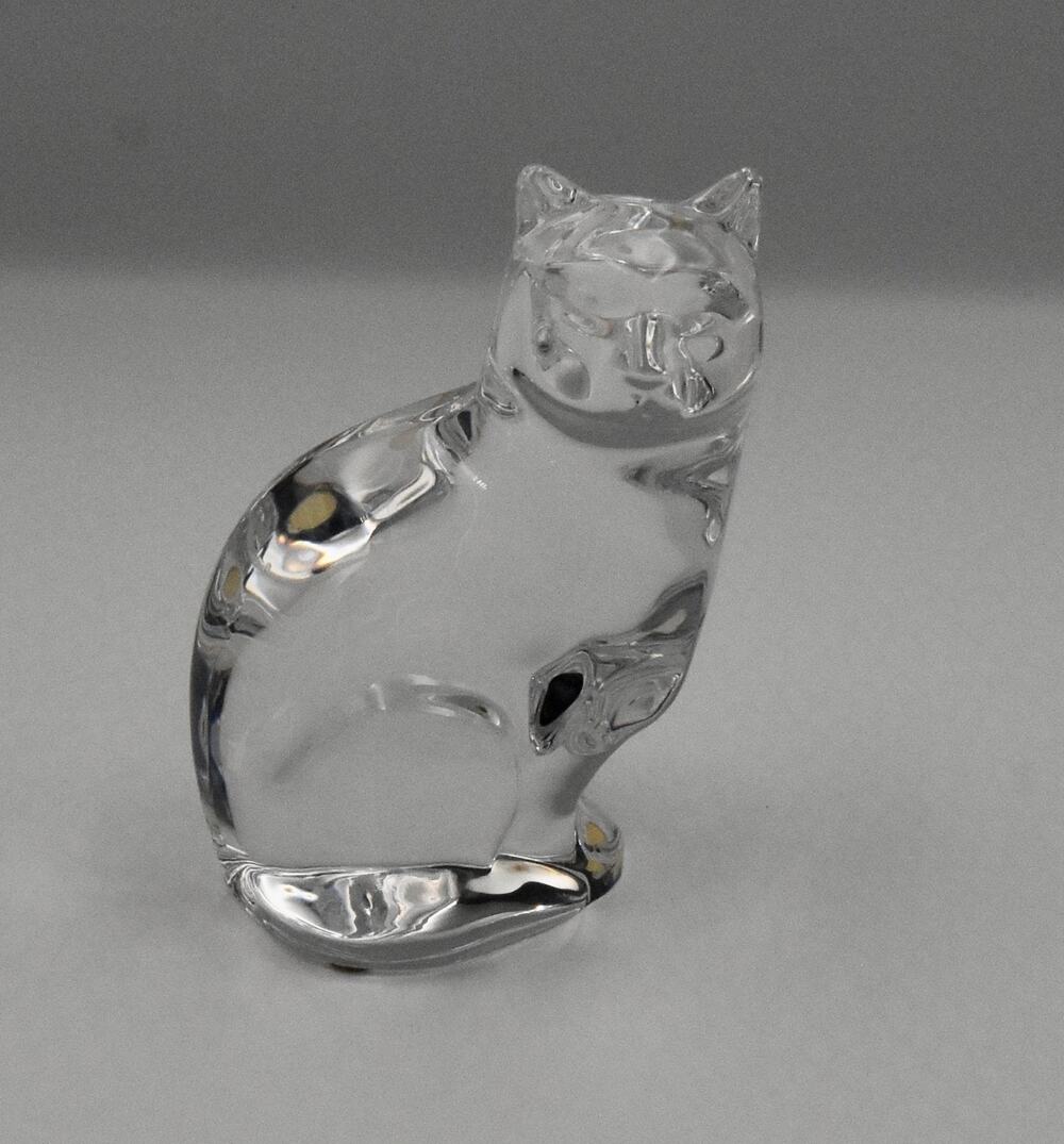 Orrefors Crystal Glass Cat Figurine 5 Inch Paperweight Made in Sweden